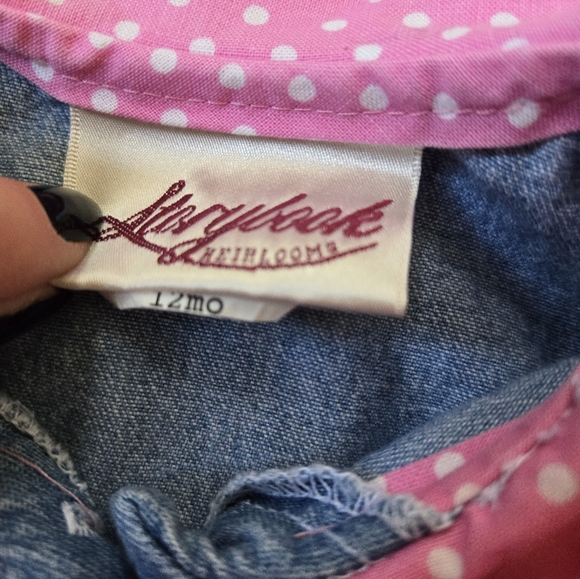 RARE vintage 1990s Storybrook Heirlooms Easter bunny denim pink 2-piece outfit - Picture 5 of 9